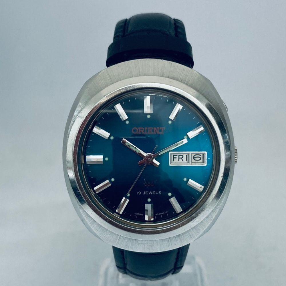 Б/у [Мужские часы] Редкие ORIENT AAA 19 камней Синий градиентный циферблат День недели Дата G104960 Винтаж