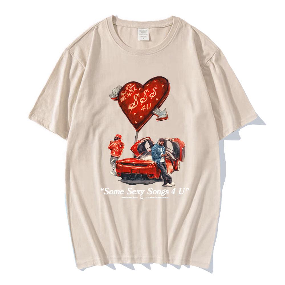 PARTYNEXTDOOR & Drake $ome $exy $ongs 4 U Tshirts Short Sleeve Cotton Soft Tee-shirt Unisex Streetwear Male T-shirt Hip Hop Tees