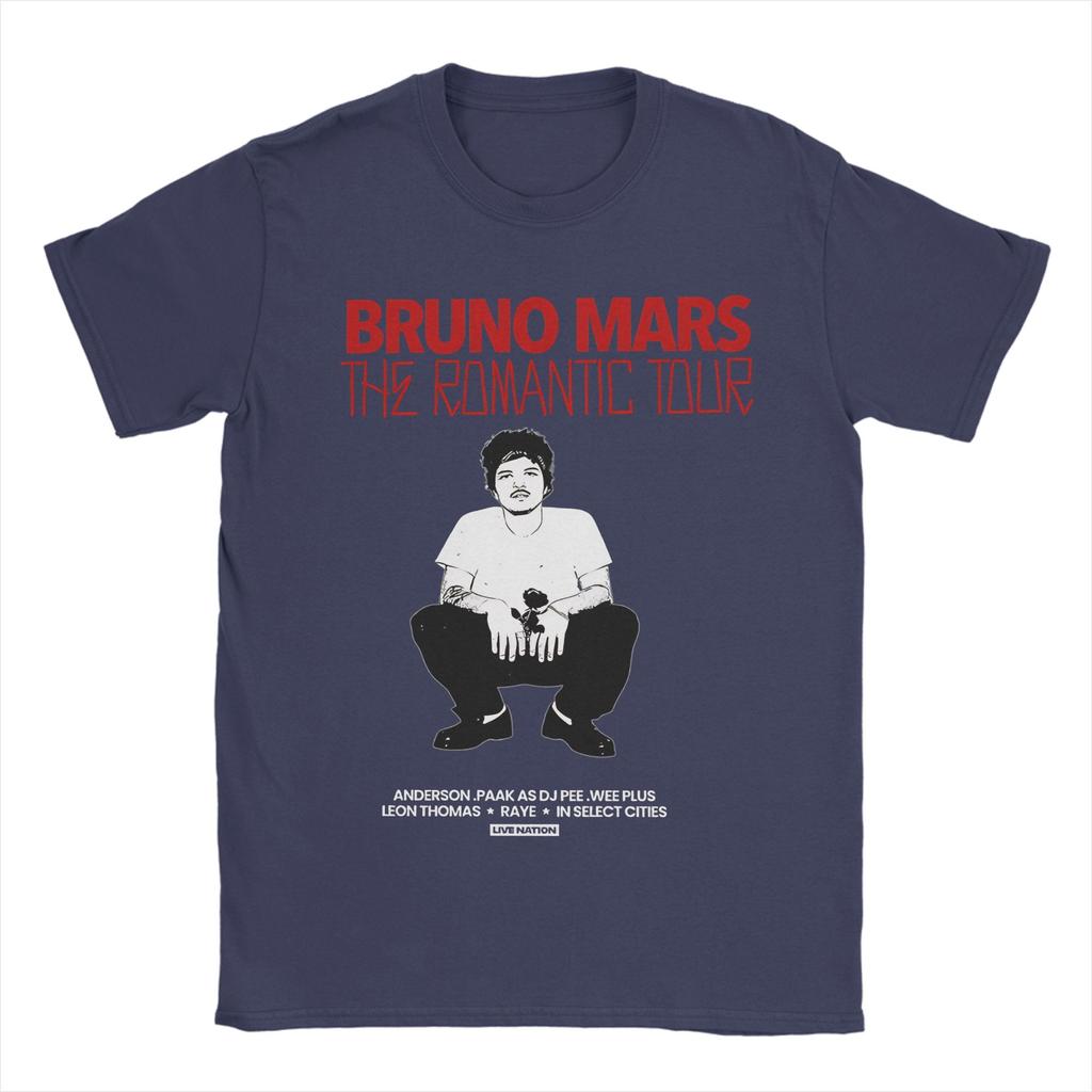 Футболка Bruno Mars The Romantic Tour Унисекс Винтажная Чистый Хлопок Круглый Вырез Короткий Рукав Футболки Большие Размеры Топы