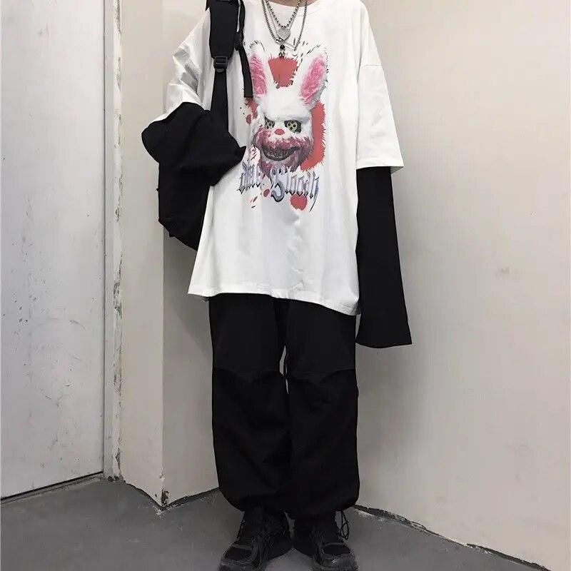Осенняя женская одежда, футболка с длинным рукавом для женщин, уличная одежда, аниме, готический винтажный топ в стиле хип-хоп, свободная футболка большого размера Y2k