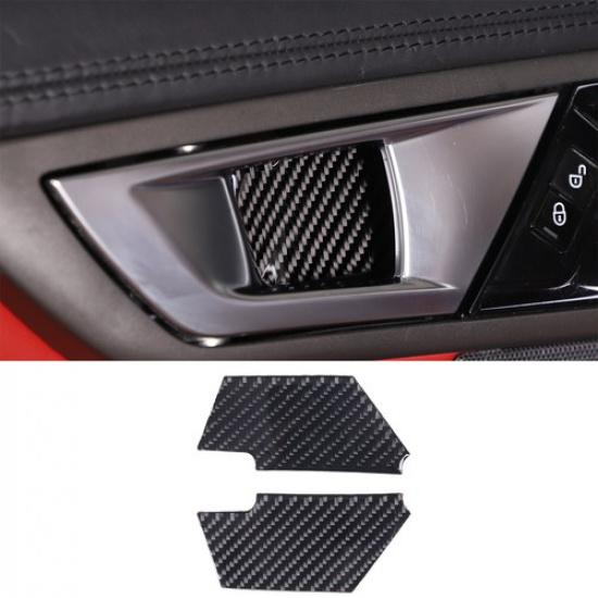 2PCS Carbon Fiber Inner Handle Decorative Frame For Jaguar F-TYPE 2013-