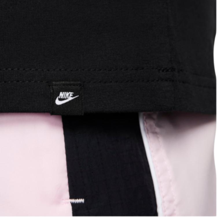 Nike Свободная футболка с коротким рукавом с вышитым логотипом и круглым вырезом, мужские топы, черные FV0376-010