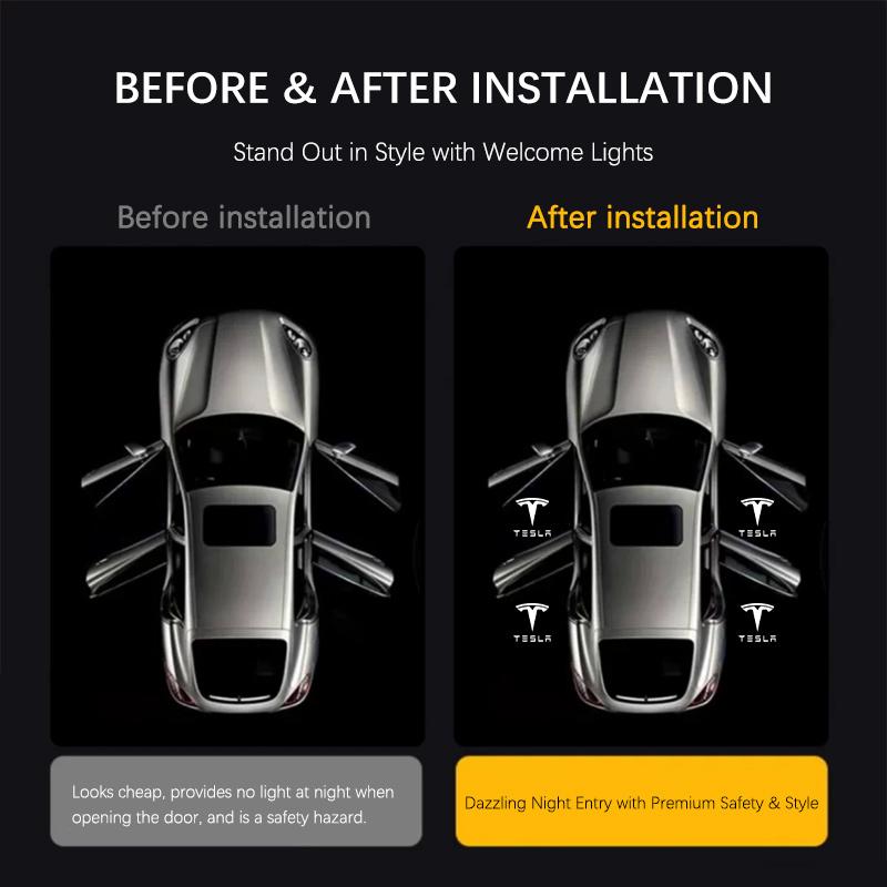 WSGR9 LED Car Door Welcome Light Logo Laser Projector Lamps For Tesla Model S Model X Model Y Model 3 Car Accessories