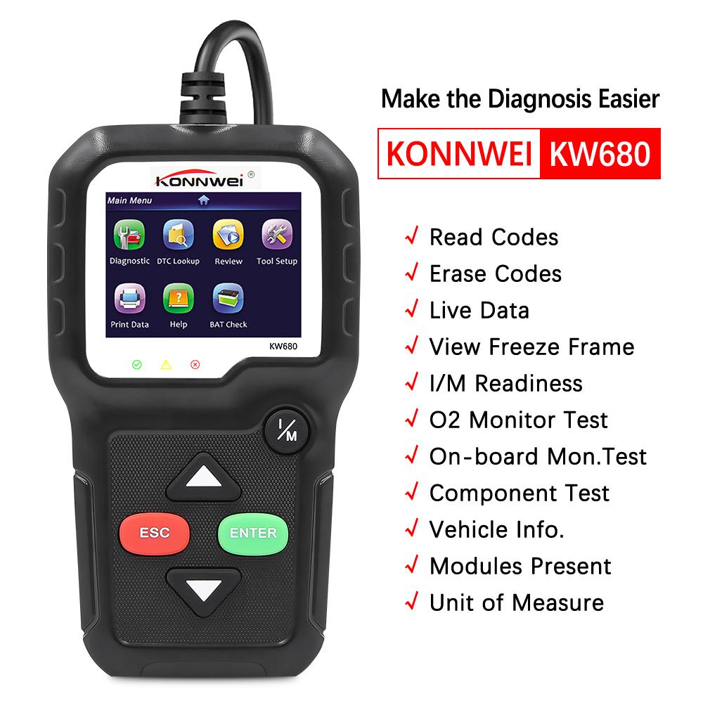 KONNWEI KW680 считывает четкие коды ошибок OBD2 автомобильный сканер OBD2 сканер OBD автомобильный диагностический автоматический диагностический инструмент