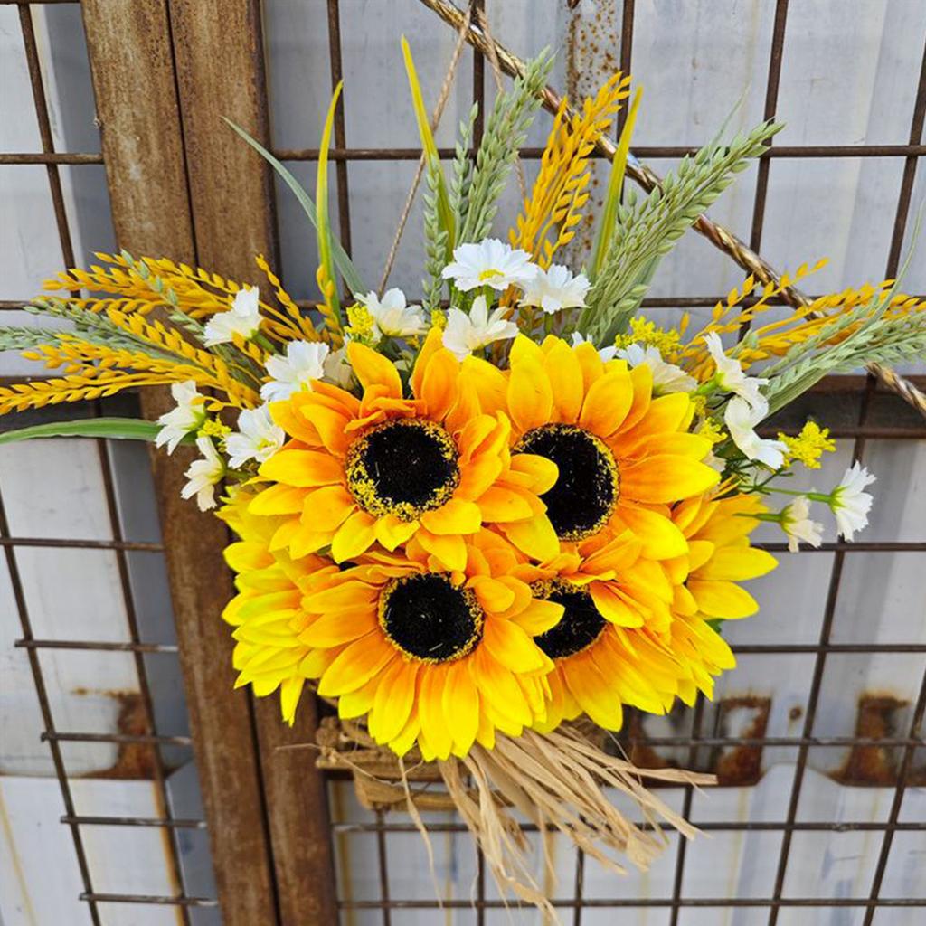 Венок с буквами подсолнуха, украшение для дверной подвески, праздничный реквизит, подвесная оконная настенная подвеска