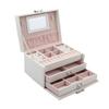 3 Layers PU Jewelry Box Organizer Large Ring Necklace Necklace Holder Cosmetic Leather Jewelry Case with Lock for Women | Storage Boxes and Containers