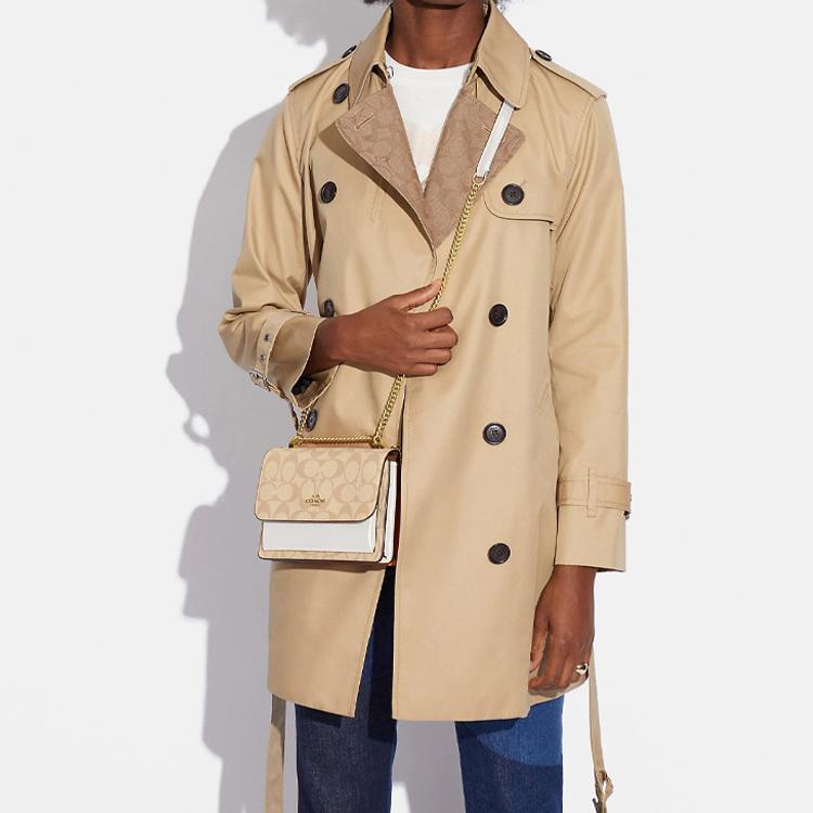 New COACH Klare Cow Leather, Artificial Leather Shoulder Bag, Crossbody Bag Mini Women's Light Khaki & Chalk White C9946-IMDQC