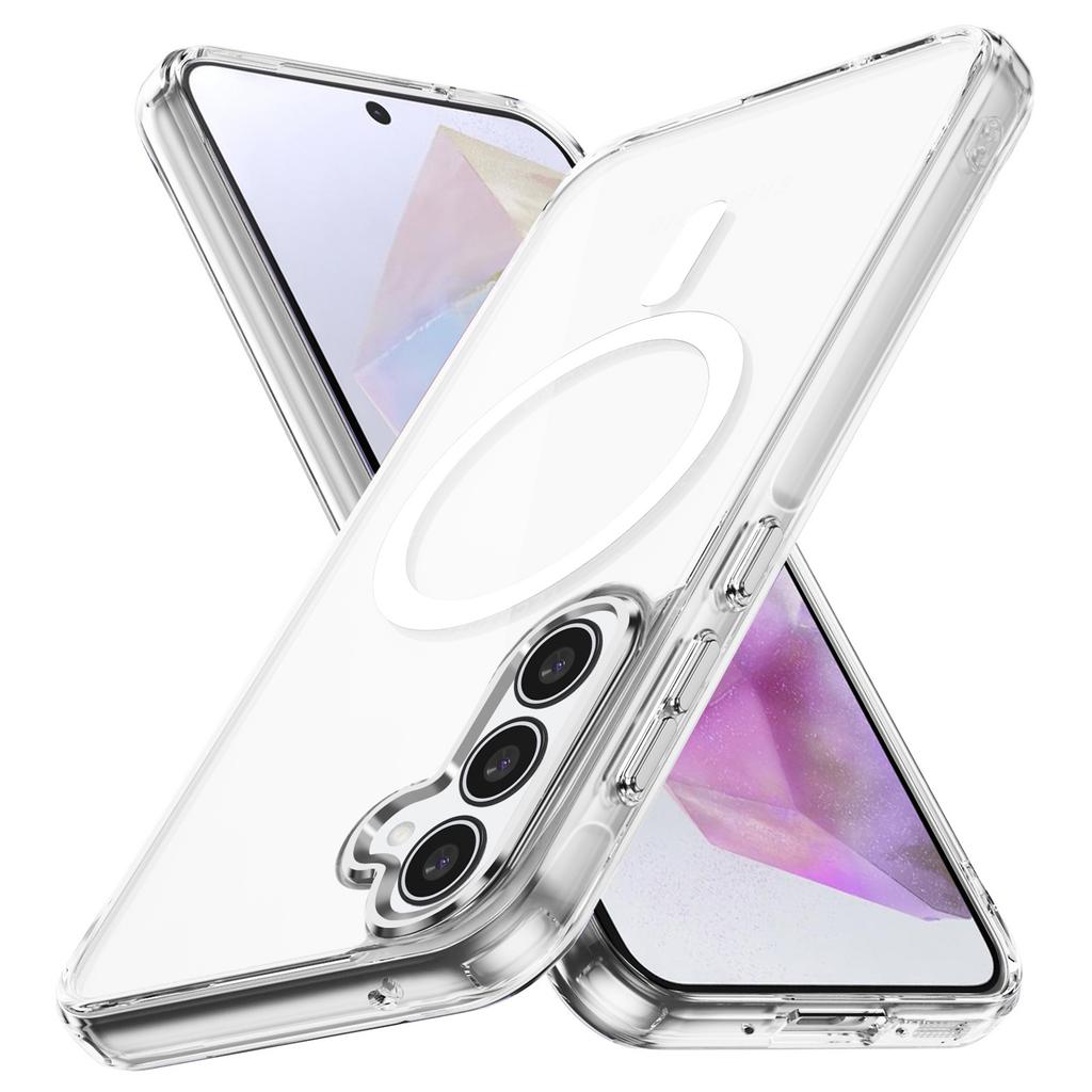 Магнитный чехол для телефона Samsung Galaxy A35 5G, TPU рамка, прозрачная поликарбонатная задняя крышка