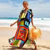 Colorful Printed Boho Beach Kaftan Dress Women Plus Size Maxi Summer Cover Up Rayon Bathing Suit