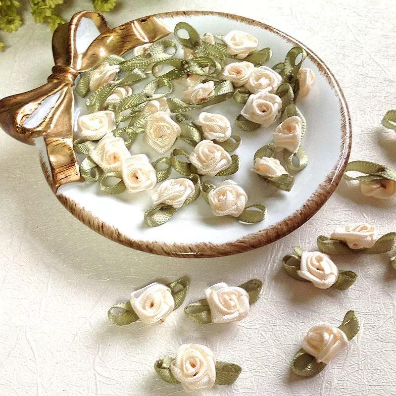 20 шт искусственных атласных лент, розетки, мини-розы ручной работы, аппликации из ткани для свадебного украшения, аксессуары для шитья