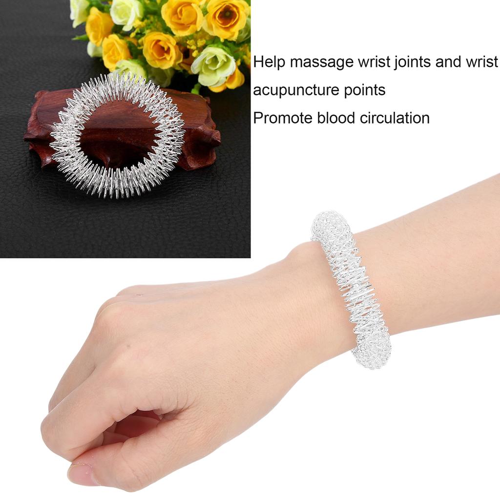 Массажер для рук Серебряный массаж тела Массаж запястий Акупунктурный браслет Здравоохранение
