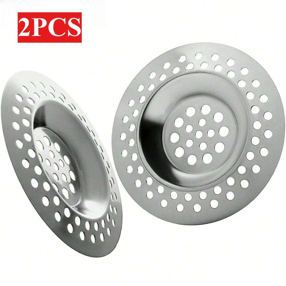 2PCS Stainless Steel Bathtub Sink Drain Strainer Hair Catcher Anti Clogging Bathroom Kitchen Shower Drain Cove Sink Accessories