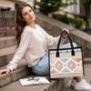 Boho Geometric Pattern Tote Bag Casual Ladies Daily Handbag Fashion Lightweight Shoulder Bag for Shopping Outdoor