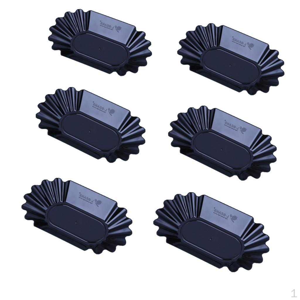 6pcs PP Plate Snack Serving Tray Bean Coffee Cupping Black