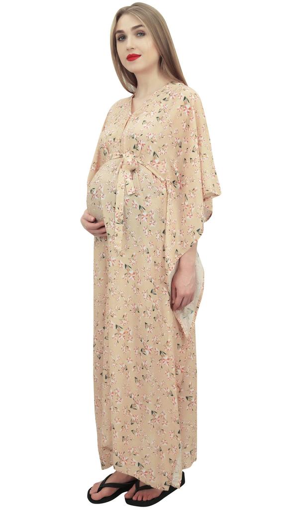 Bimba Moms Kimono Sleeve Floral Print Black Maxi Dress Maternity Kaftan-10
