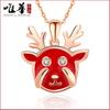Ожерелье с подвеской в виде маленького красного рога оленя, с подвеской из розового золота, для женщин.