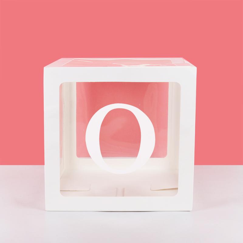 A-Z Letter Name Transparent Balloon Box BABY ONE Blocks Boy Girl Party Gift Box Wedding Decoration Baby Shower Birthday Party