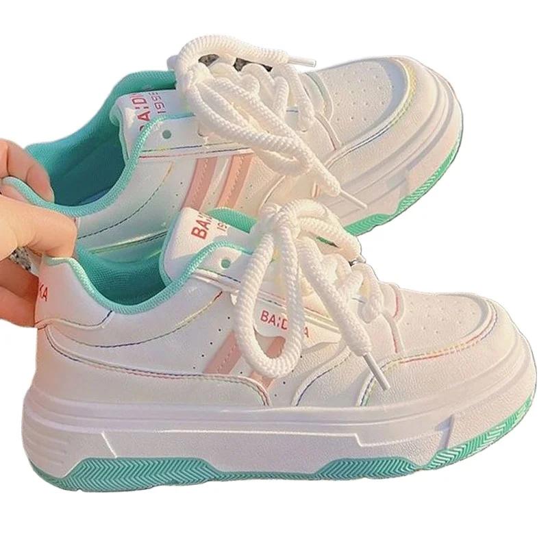 Autumn Women Sneakers Platform Sport Shoes Female Flat Casual Shoes Breathable Lace Up Tennis White Vulcanized Shoes for Women