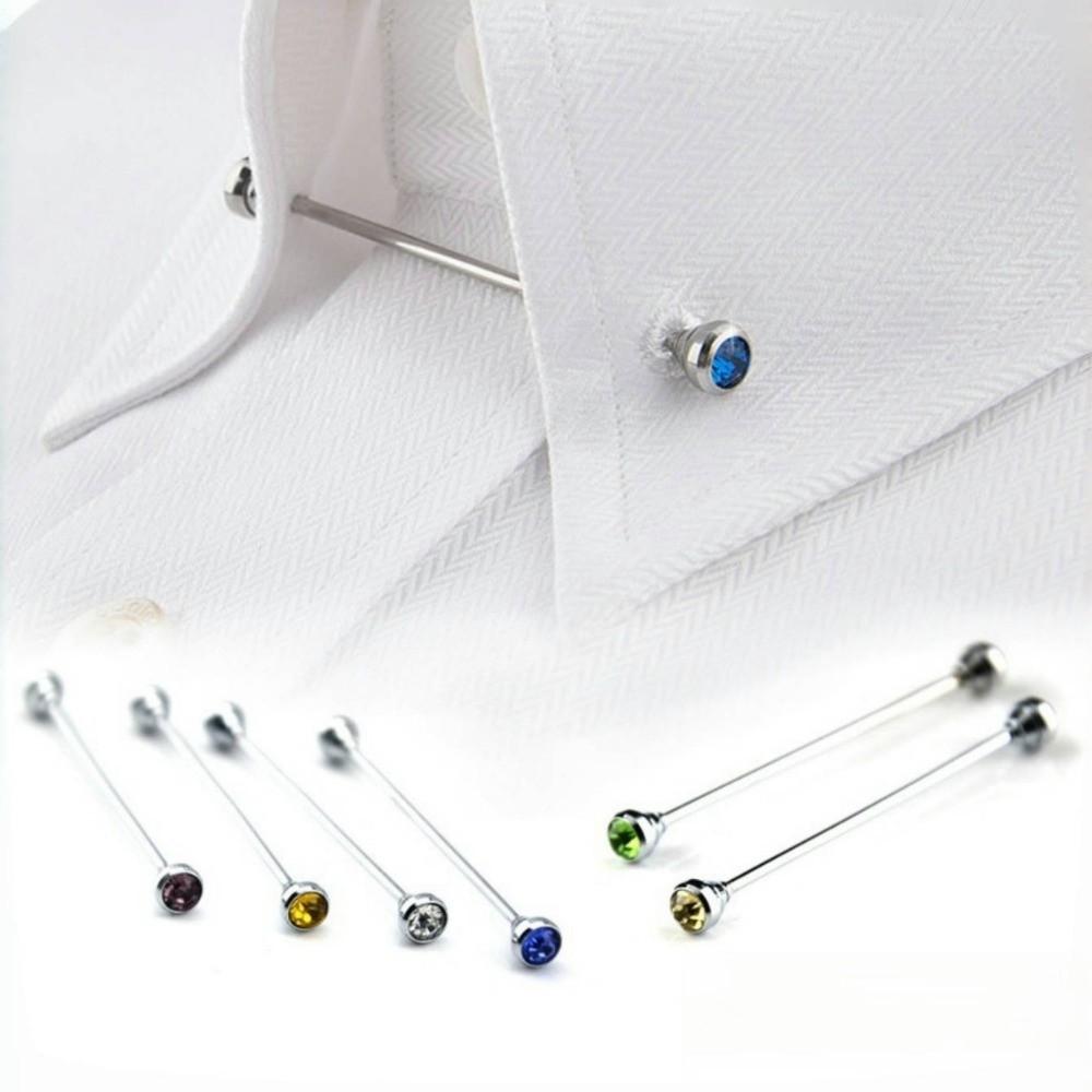 Detachable Crystal Tie Collar Needle Spiral Buckle Neckline Pin Shirt Collar Pin Banquet