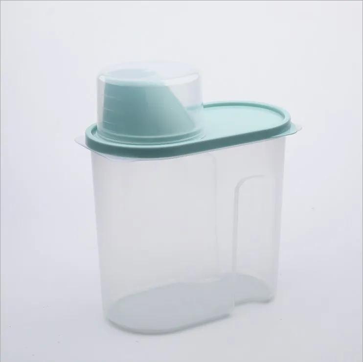 1.9L-2.5L PP Food Storage Box Plastic Clear Container Set with Pour Lids Kitchen Storage Bottles Jars Dried Grains Tank
