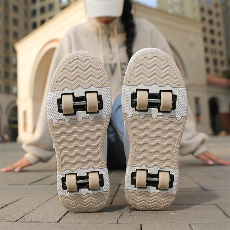 Детская спортивная обувь на четырех колесах Съемные плоские туфли Детская обувь для катания на роликах Обувь для детей