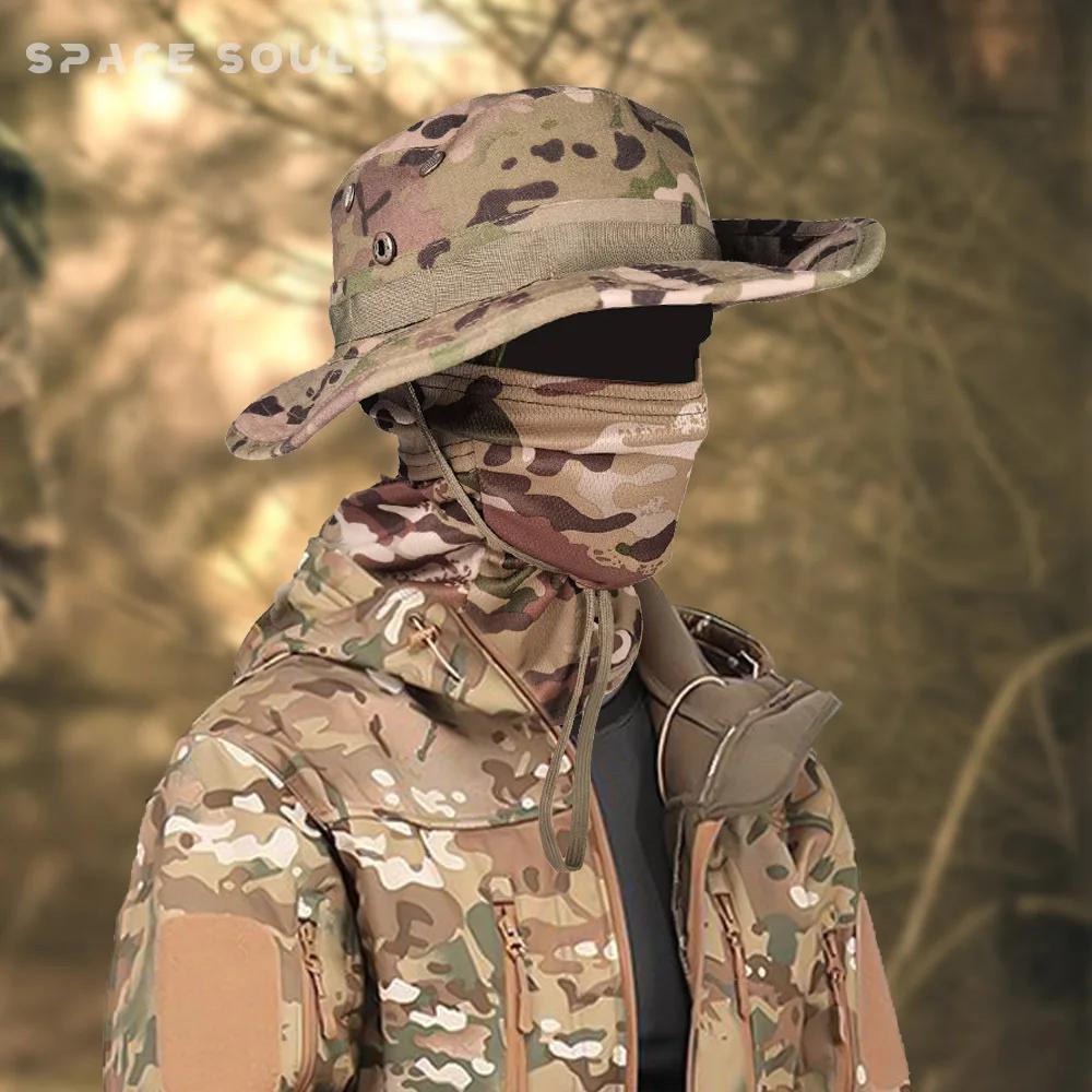 Camouflage Boonie Hat Balaclava Cap - Foldable Wide Brim Sun Hat For Outdoor Hunting Fishing, Soft Sunscreen Bucket Hat
