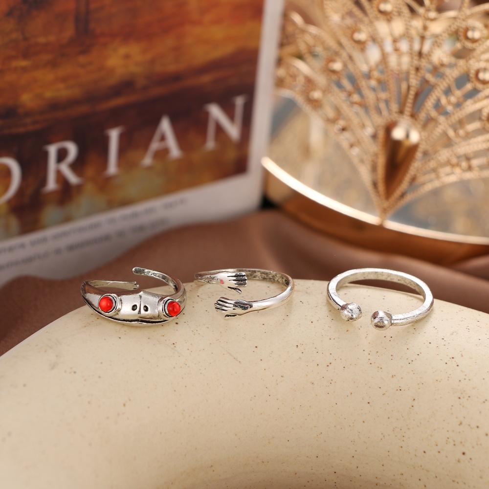 2024 Ретро кольцо с изображением лягушки, трехсекционное кольцо с холодным ветром, индивидуальное кольцо в стиле панк, модное нейтральное трендовое кольцо