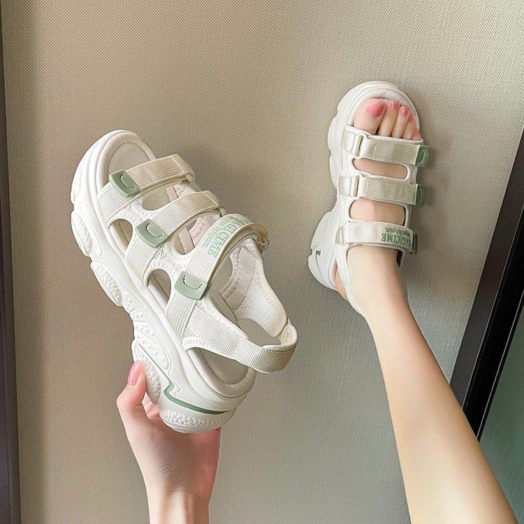 Модные сандалии на платформе для женщин, летняя обувь на толстой подошве, гладиаторские сандалии, повседневная пляжная обувь ярких цветов, женские сандалии на танкетке