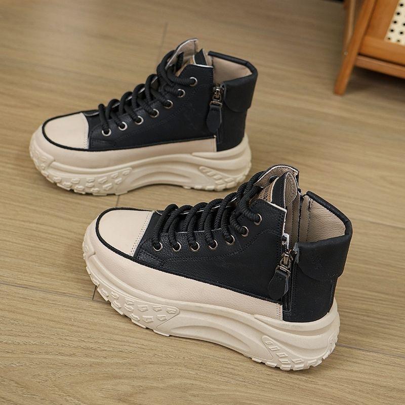 Женские высокие ботинки Весенние кроссовки на платформе со шнуровкой Нескользящие кроссовки Удобные кроссовки для бега на открытом воздухе Повседневные кроссовки Tenis De Mujer