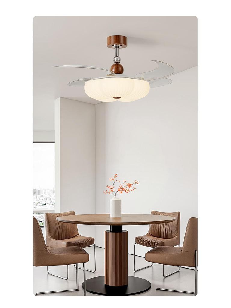 Невидимый потолочный вентилятор с подсветкой: Современный Минимализм 2025 Середина Века Кремовый для Гостиной, Спальни, Столовой