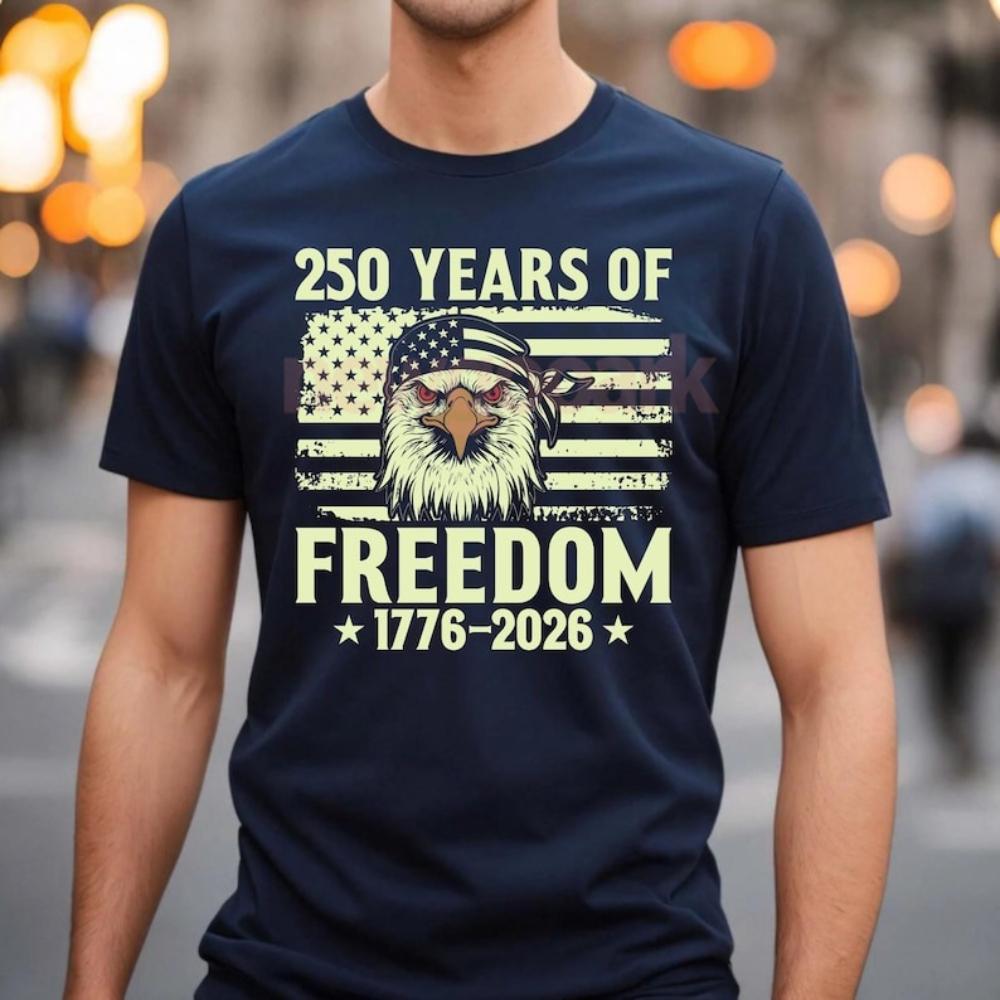 Patriotic Eagle USA TShirt 250 Years of Freedom Graphic T Shirts Woman Man Casual Cotton Creative Camisetas Tee Shortsleev