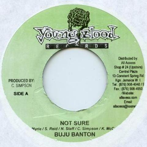 7-дюймовая пластинка BUJU BANTON / ROLL X - Не уверен / Фальшивый человек Young Blood 2007 Ямайка Регги, Ска и Даб