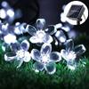 Solar Cherry String Lights Outdoor Sakura Garlands Peach Flower LED Night Lamp for Wedding Party Tree Garden Parterre Decoration