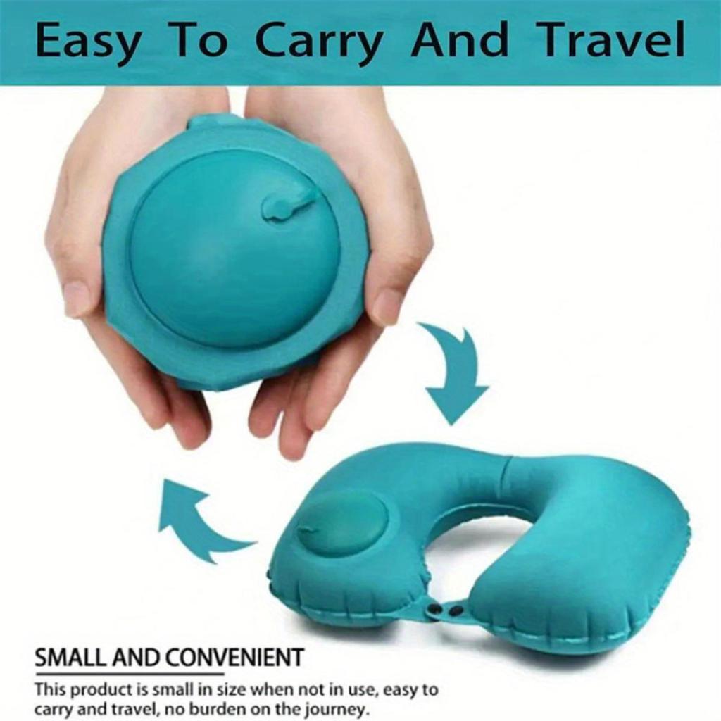 Flocking Inflatable Neck Pillow Portable Pillow Can Be Stored Self Filled Suitable For Outdoor Travel Camping Hiking
