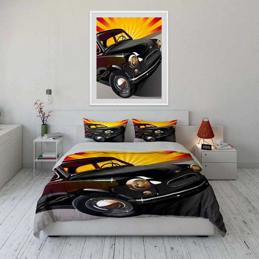 Classic black car design. Bedding sets Duvet cover sets Duvet covers Pillowcases(1*Duvet Cover 2*Pillowcases without duvet insert)