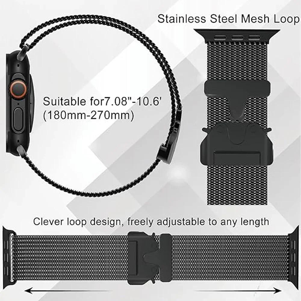 Титановый Официальный 1:1 Ремешок для Apple Watch Ultra Band 49 мм S10 46 42 45 44 мм 38 40 41 Миланский браслет IWatch 10 9 8 7 6 5 SE 4