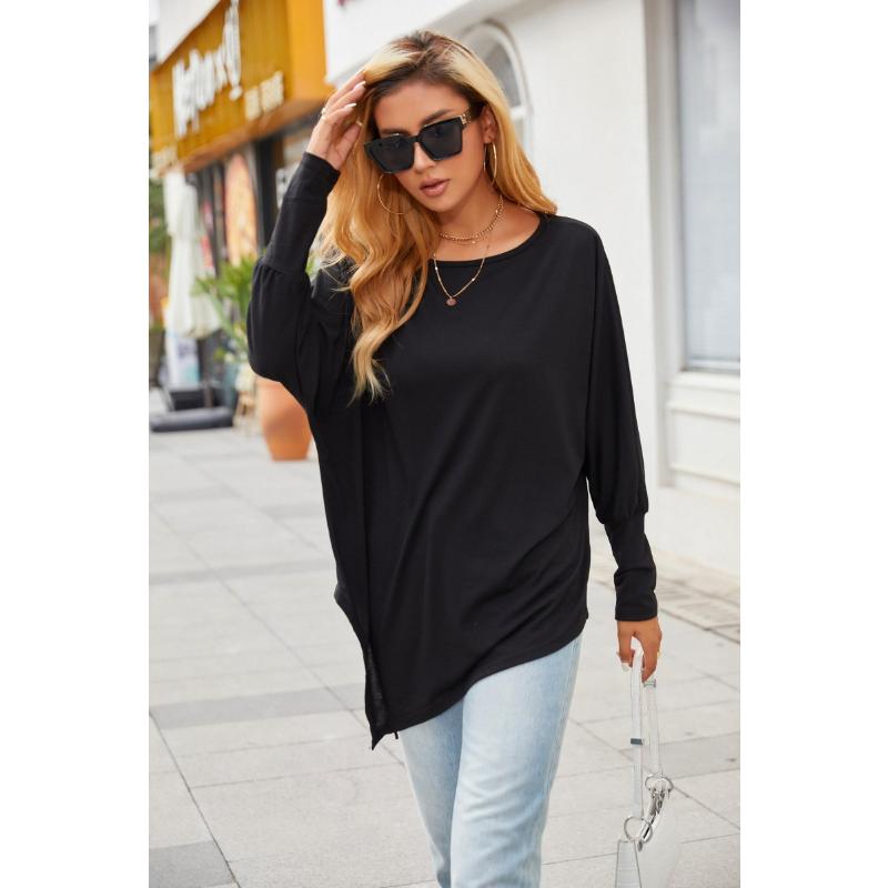 Spring and Autumn Women's Blouse Long-sleeved Irregular T-shirt Casual Loose Plus Size Tops