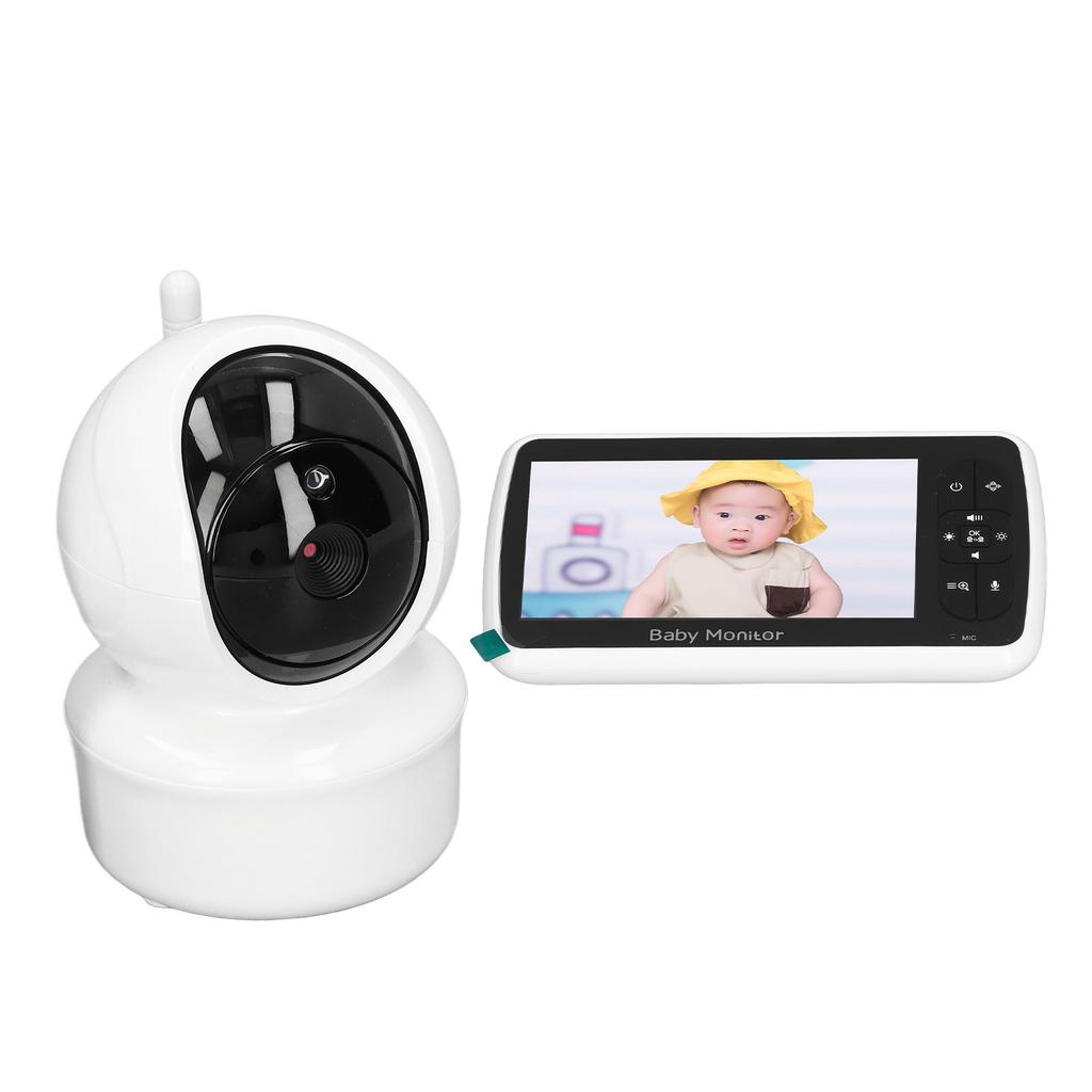 Радионяня с 5-дюймовым дисплеем, удаленным доступом, поворотом, наклоном и зумом, ночным видением, двухсторонним аудиомонитором