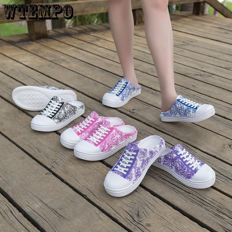 WTEMPO Women Summer Large Size Beach Sandals Female Slip-on Lightweight Breathable Outdoor Slipper Shoes