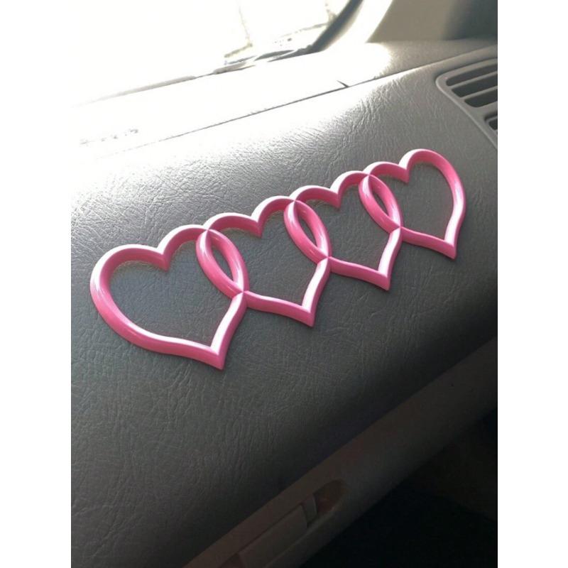 3D Heart Logo Rear Trunk Emblem, ABS Car Badge Decal Sticker 3D Heart Shape Logo Rear Trunk Tail Label Badge Car Replacement