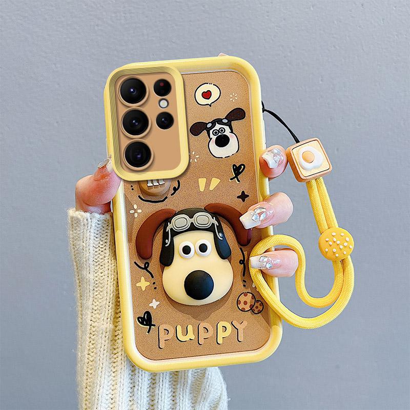 KEYSION Противоударный чехол для Samsung S24 Ultra S24+ S24 FE со шнурком Силиконовый 3D мультяшный чехол для телефона куклы для Galaxy S23 Ultra