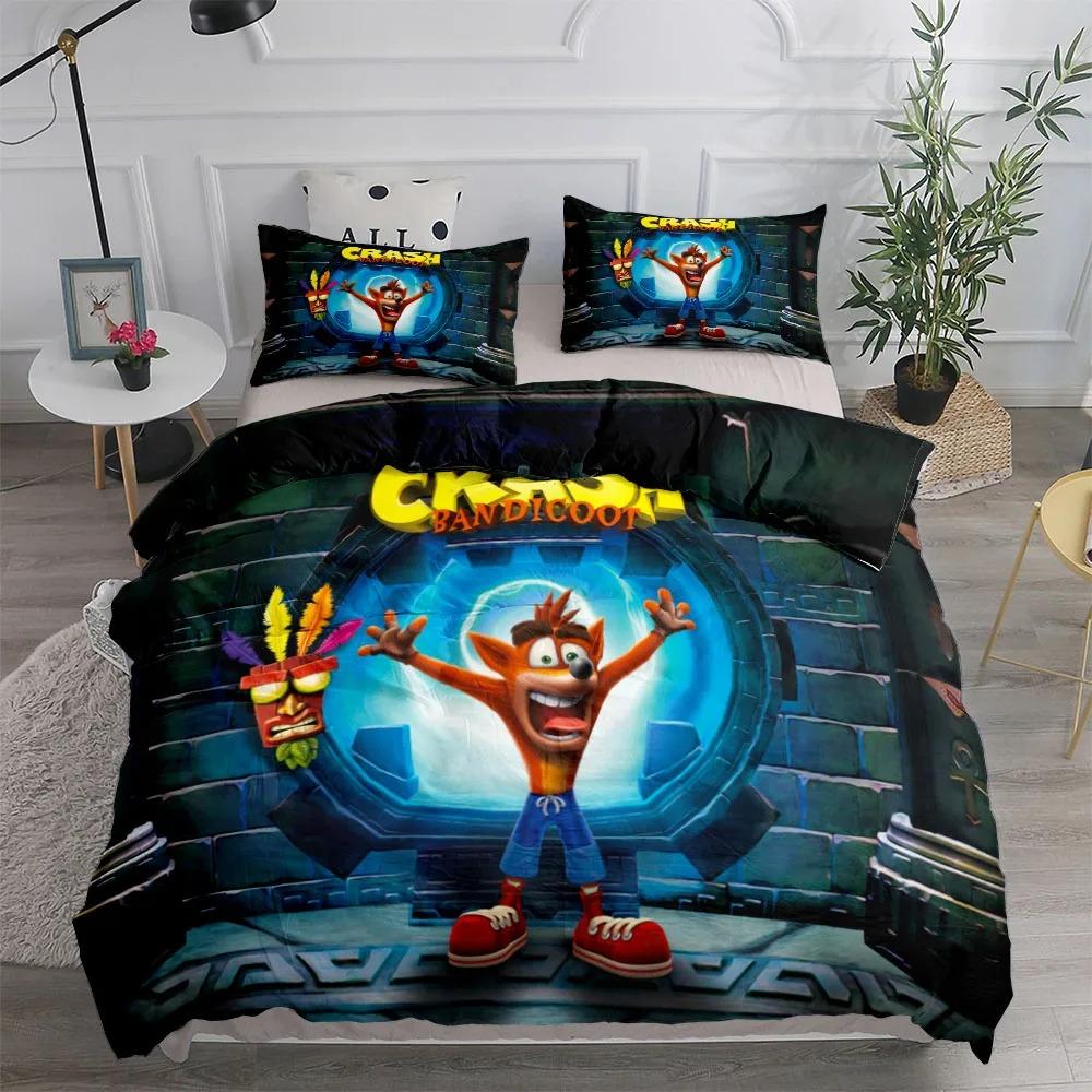 Crash Bandicoot Game Bedding Sets Exquisite Bed Supplies Set Duvet Cover Bed Comforter Set Bedding Set Luxury Birthday Gift