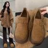 Womens Retro Platform Loafers With Metal Accents For Fall Winter Casual Wear