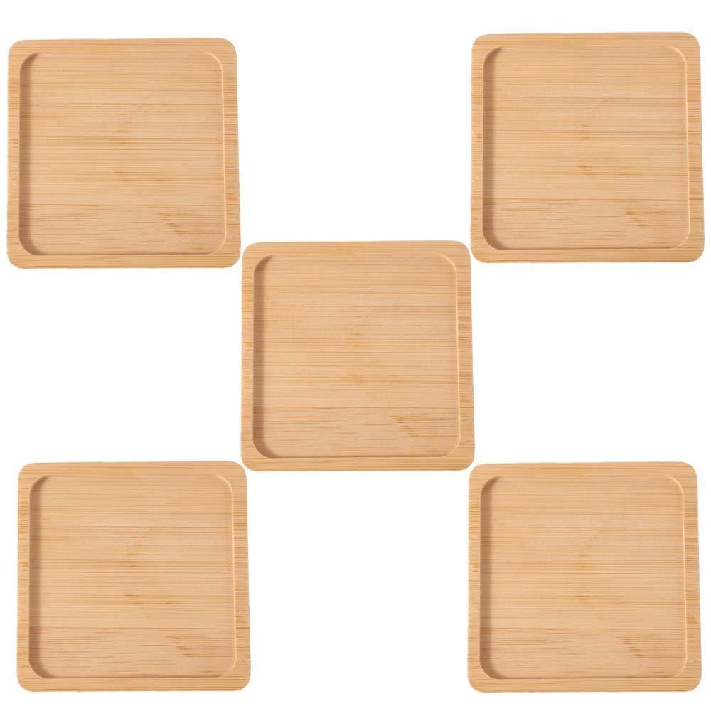 5pcs Natural Tea Cup Mats Heat-resistant Insulated Placemat Bamboo Coasters For Coffee Shop