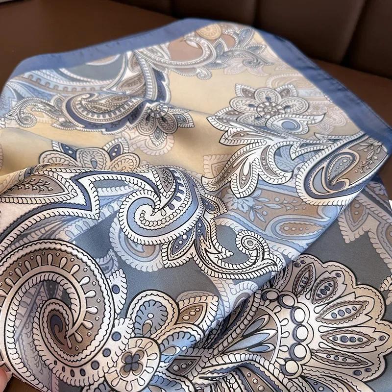 Retro Paisley Print Silk Square for Scarf Women Soft Satin Neckerchief Female Foulard Headband Hijab Headscarf Hand Bag Ribbon