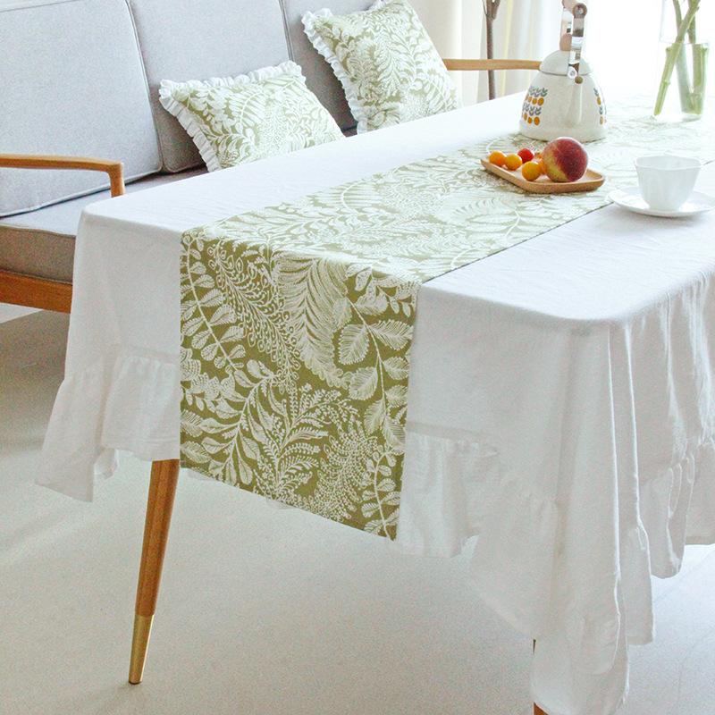 Зеленый цветочный принт дорожки для стола кофе кухня обеденный стол рождество свадьба праздник фермерский шик водонепроницаемый домашний декор