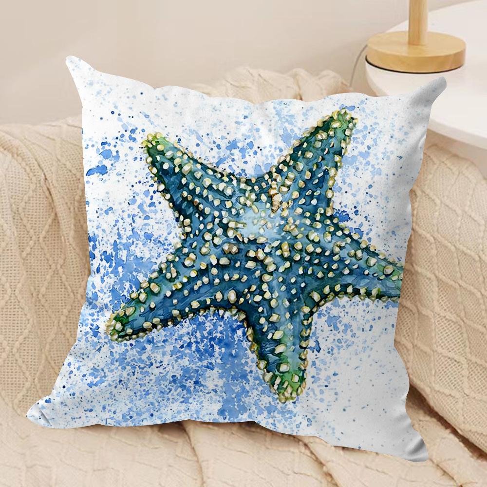 Sea Animal Turtle Coral Cushion Cover Soft Plush Fabric DoubleSided Printed Sofa Cushion Cover for All Seasons Home Decor Gift