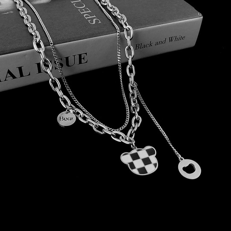Punk Senior Fashion Women Pendant Necklaces Fine Double Link Chain Metal Heart Party Necklace Jewelry Gift