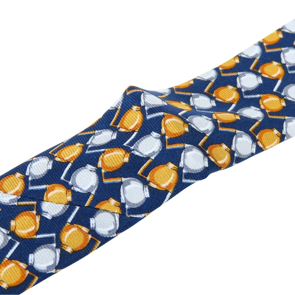 Used Dunhill tie silk Navy Orange business