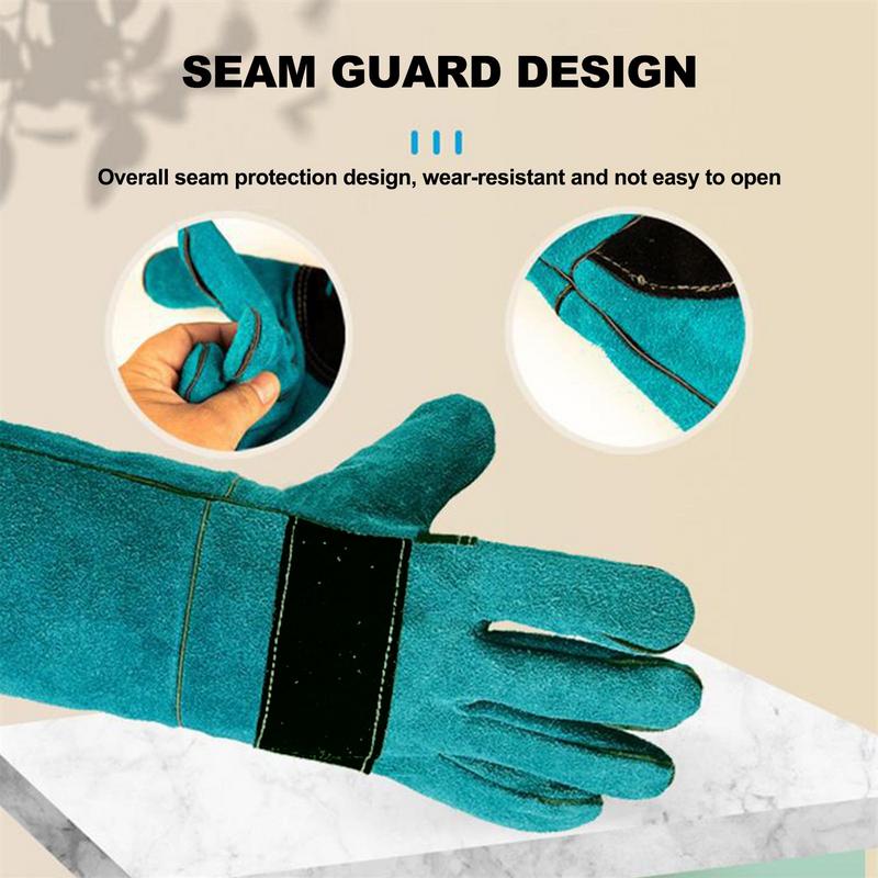 Защитные перчатки от укусов для ловли собак, кошек, рептилий, животных, ультра длинные утолщенные защитные перчатки из воловьей кожи для домашних животных, захватывающие укусы